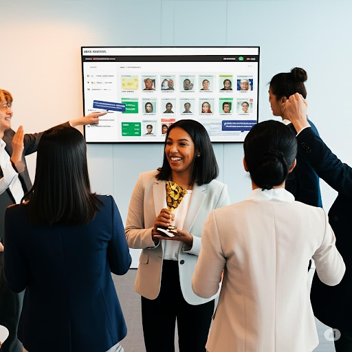 woman-employee-winning-award-in-office-meeting